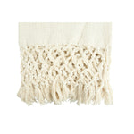  Crochet and Fringe details on the Woven Cotton Throw in colour cream. 