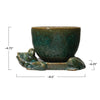 Stoneware Planter with Frog Base measures approximately 5 inches high, 9 inches long and 6 inches wide.