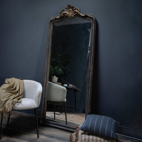 Distressed Framed Wall Mirror - Black