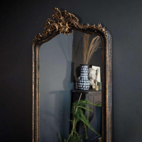 Distressed Framed Wall Mirror - Black