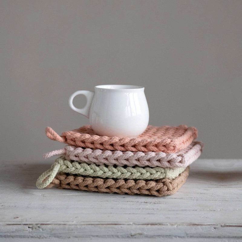 Cotton Crocheted Pot Holder - Pastels