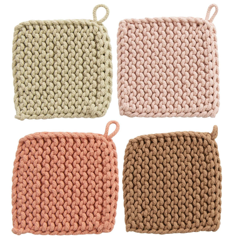 Cotton Crocheted Pot Holder - Pastels