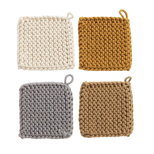 Cotton Crocheted Pot Holder - Earth Tones