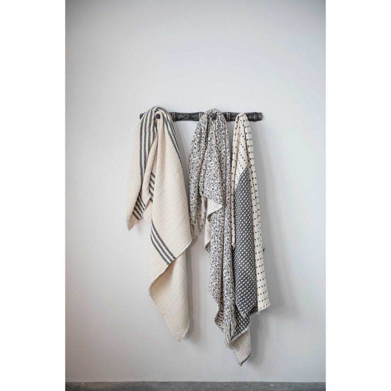 Double Cloth Stitched Throw with Frayed Edges