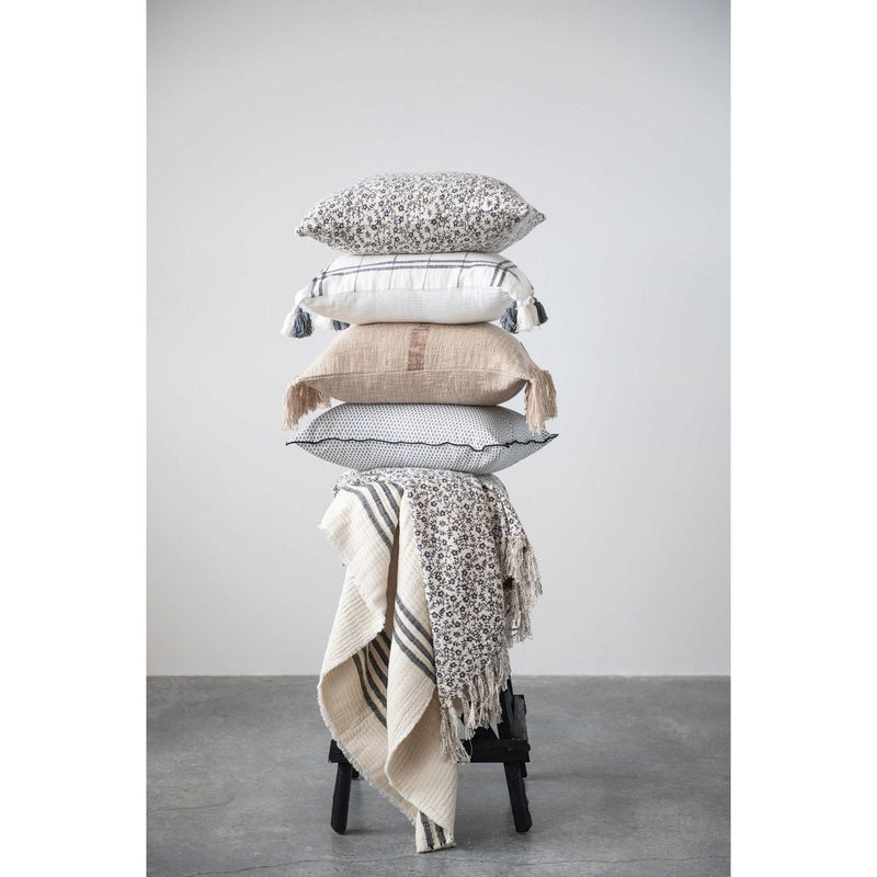 Double Cloth Stitched Throw with Frayed Edges