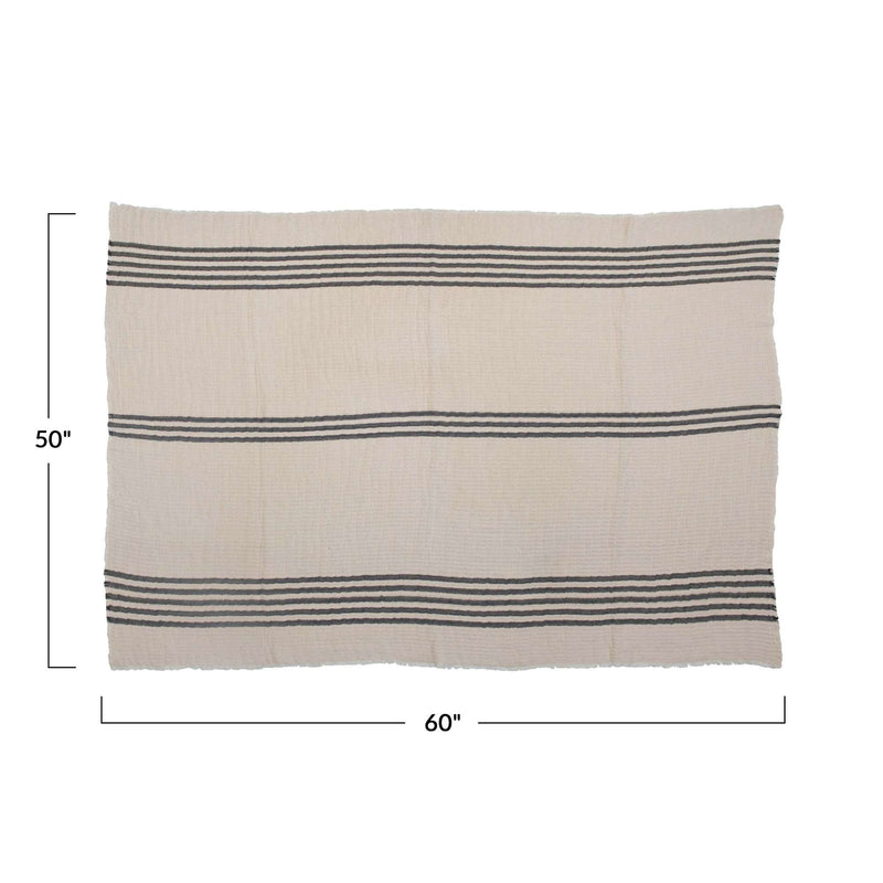 Double Cloth Stitched Throw with Frayed Edges