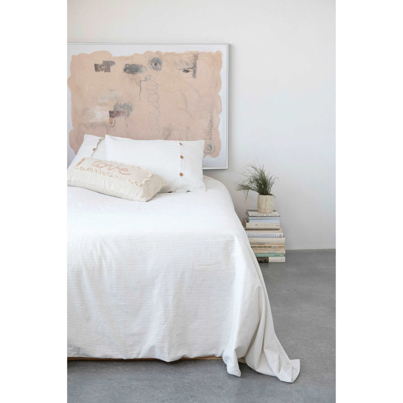 Cotton Double Sided Striped King Duvet Cover, 2 Shams