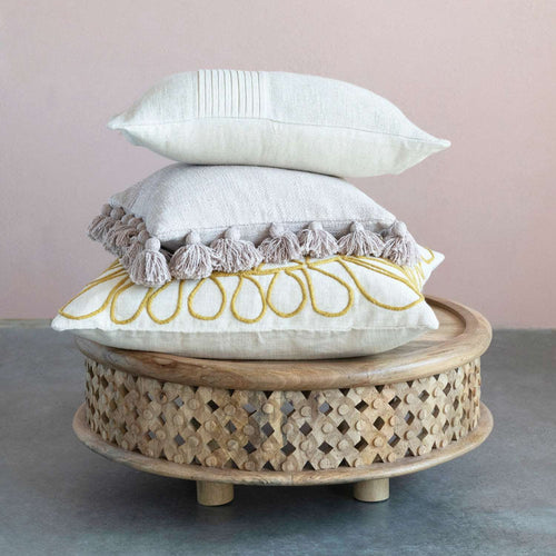 Cotton Pillow with Tassels - Lavender (Down Fill)