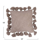 Cotton Pillow with Tassels - Lavender