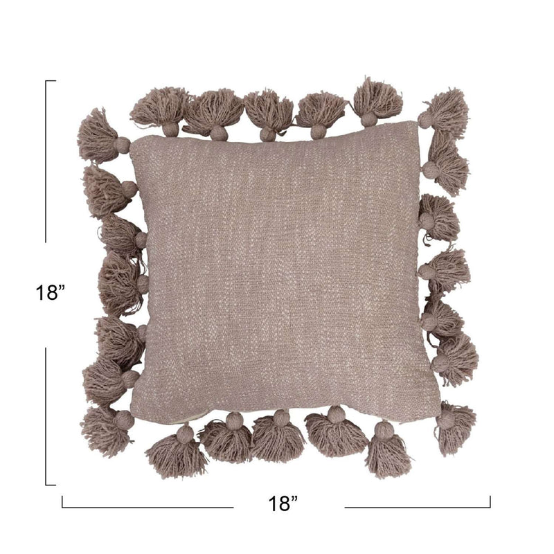 Cotton Pillow with Tassels - Lavender
