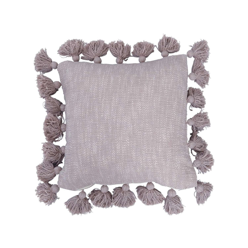 Cotton Pillow with Tassels - Lavender