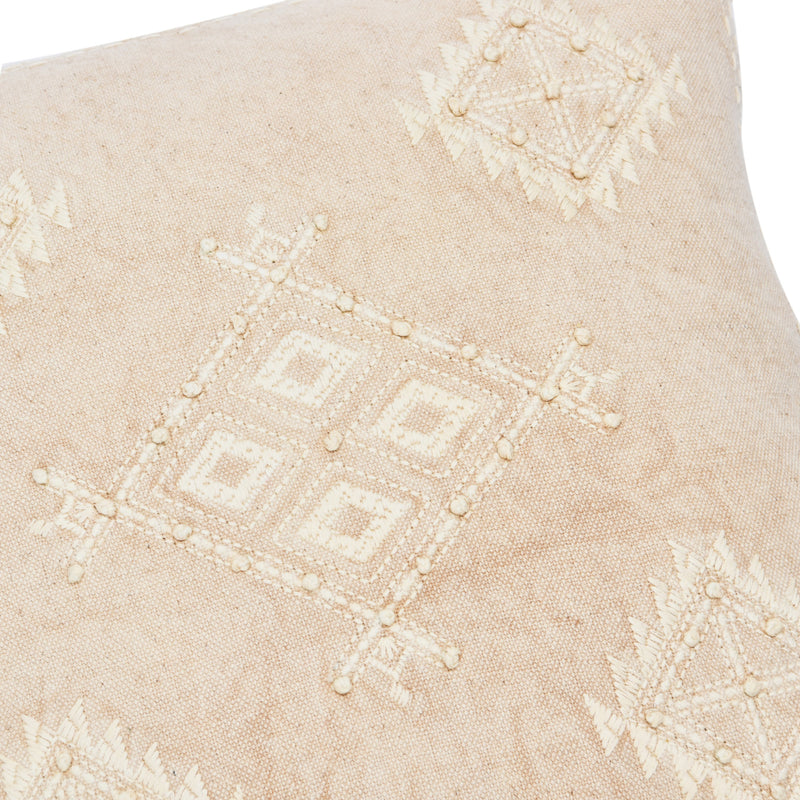 Embroidered linen coloured cushion with French knots. 