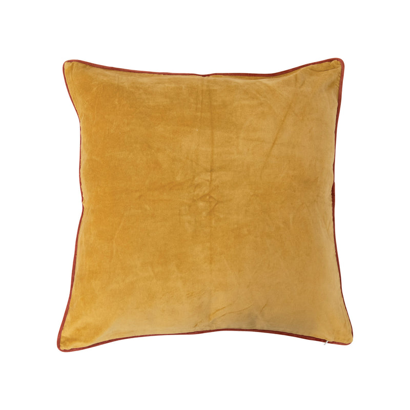 24" Cotton Velvet Pillow with Rust Color Piping