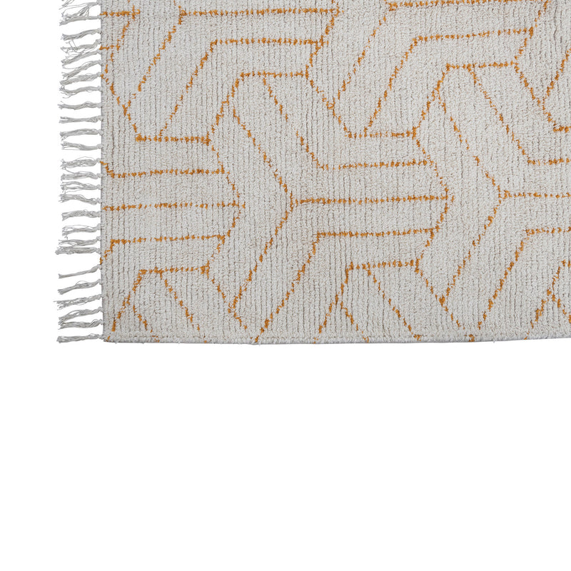 Stonewashed Cotton Tufted Rug with Geometric Pattern.