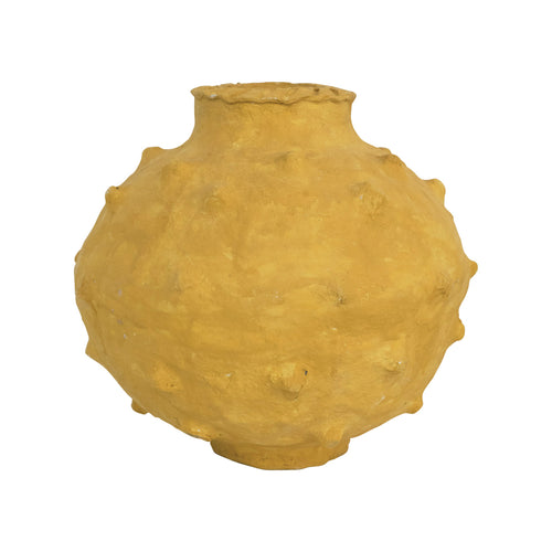 Decorative Handmade Paper Mache Vase in Mustard.