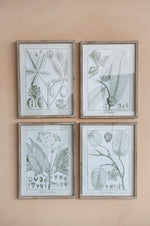 Wood Framed Glass Wall Décor with Plant