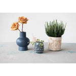 Debossed Terra-cotta Planter with Pattern and Saucer