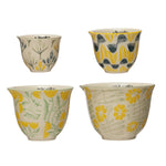 Stoneware Measuring Cups with Flowers, Set of 4