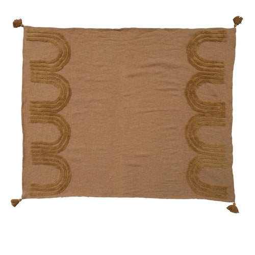 Cotton Blend Tufted Throw with Sherpa Back & Tassels