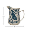 Stoneware Pitcher measures approximately 10 inches high and 10 inches wide. 