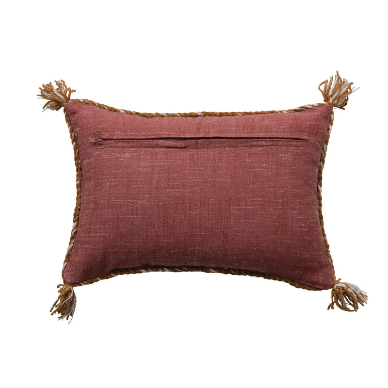 Back side of the Cotton & Silk Lumbar Pillow with hidden zipper. 