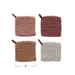 Crocheted Potholder with Leather Loop