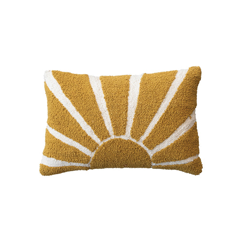 Cotton Tufted Lumbar Pillow with Sun.