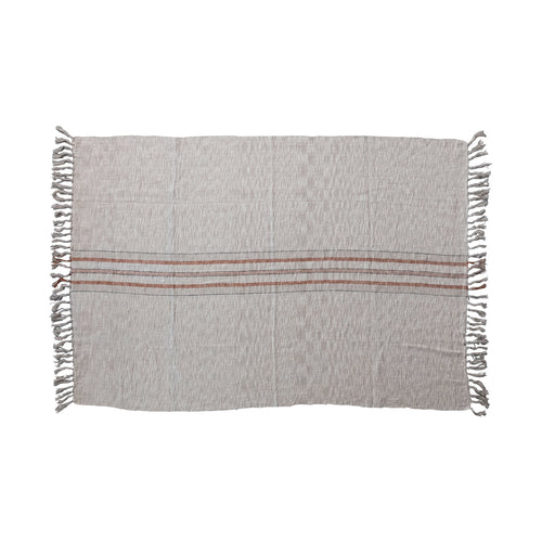Woven Cotton & Linen Throw with Stripe.