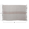 Woven Cotton & Linen Throw with Stripe measures 60 inches by 50 inches. 