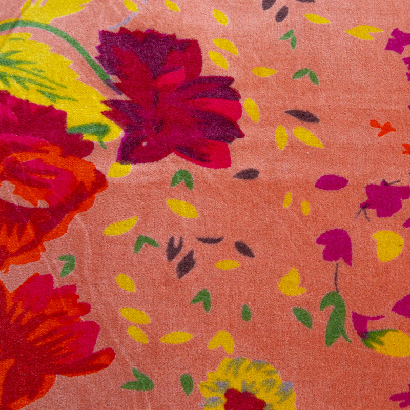 Up close view of the colour combinations on the 20" Square Cotton Velvet Printed Pillow with Floral Pattern.
