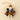 Decorative mouse ornament wearing a hat and scarf, holding a pine cone on a beige background