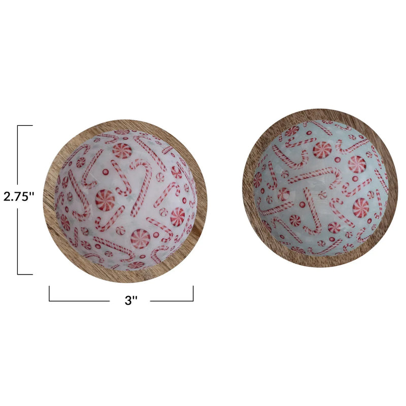 Small footed enameled bowls measure 3-inches wide are perfect candy dishes. 