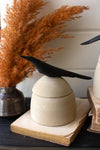 Clay Canister with Wooden Bird Handle