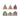 Set of six small house-shaped ceramic cookies with decorative designs on a white background.