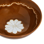 Side view of the Hand-Painted Stoneware Bowl with Wax Relief Flower.