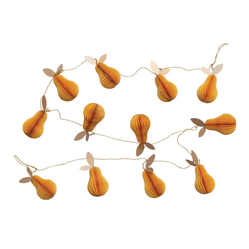 Handmade Recycled Paper Folding Honeycomb Pear with leaves Garland with Glitter.