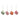 Four colorful gift box ornaments on a white background