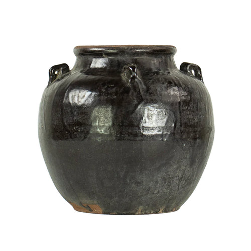 Glazed black vase. 