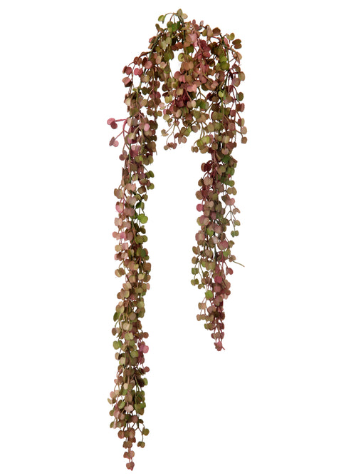Natural Touch Hanging Button Leaf Bush - Green & Pink
