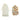 Set of rustic metal bells with a drawstring bag on a white background