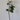 Artificial flower stem with white flowers and green leaves on a plain background