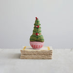 Handmade Wool Felt Tree with Embroidery & Pom Poms