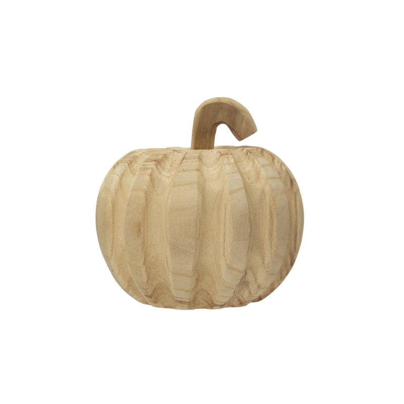 Creative Coop Hand-Carved Paulownia Wood Pumpkin CF3620