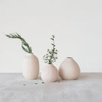Red & Cream Textured Stoneware Vases