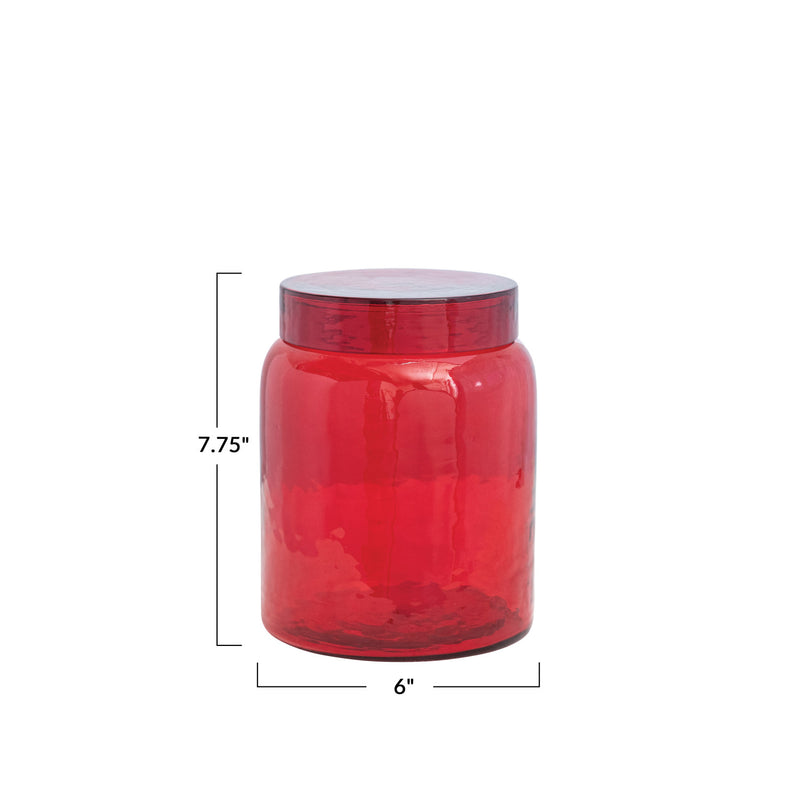Red Glass Jar with Lid