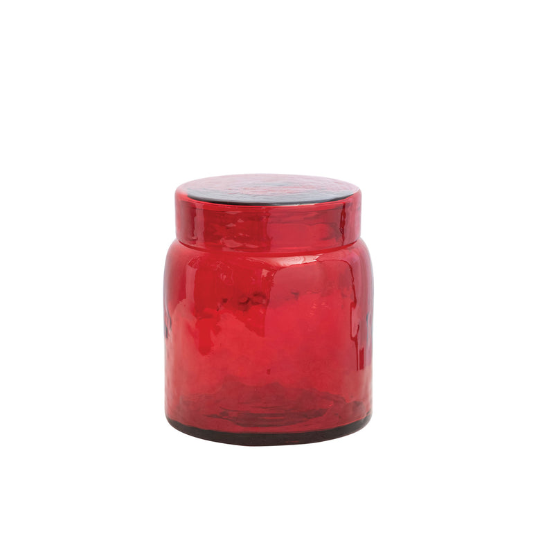 Red Glass Jar with Lid