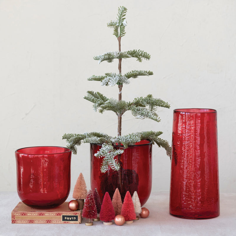 Red Glass Hurricane / Vase