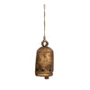 Antique Gold Metal Bell on Jute Rope with Star Cut-Outs