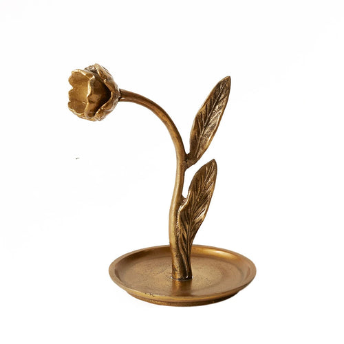 Carning Tulip Tray Statue and Figurine in antique gold finish. 