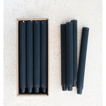 10" H Unscented Pleated Taper Candle - Black